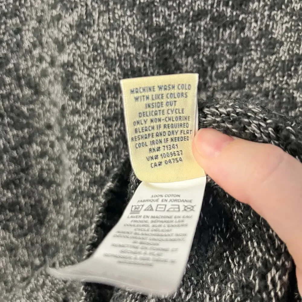 l.l. bean funnel neck marled grey black sweater size‎ medium knit winter cozy